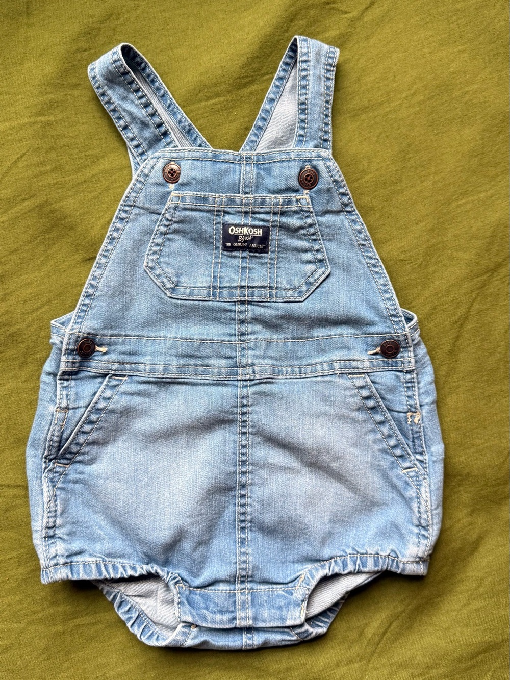 OshKosh B'gosh Light Wash Denim Baby Overalls Romper